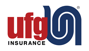 UFG Insurance logo featuring the letters ufg in red next to a blue abstract design, with the word INSURANCE in black below.